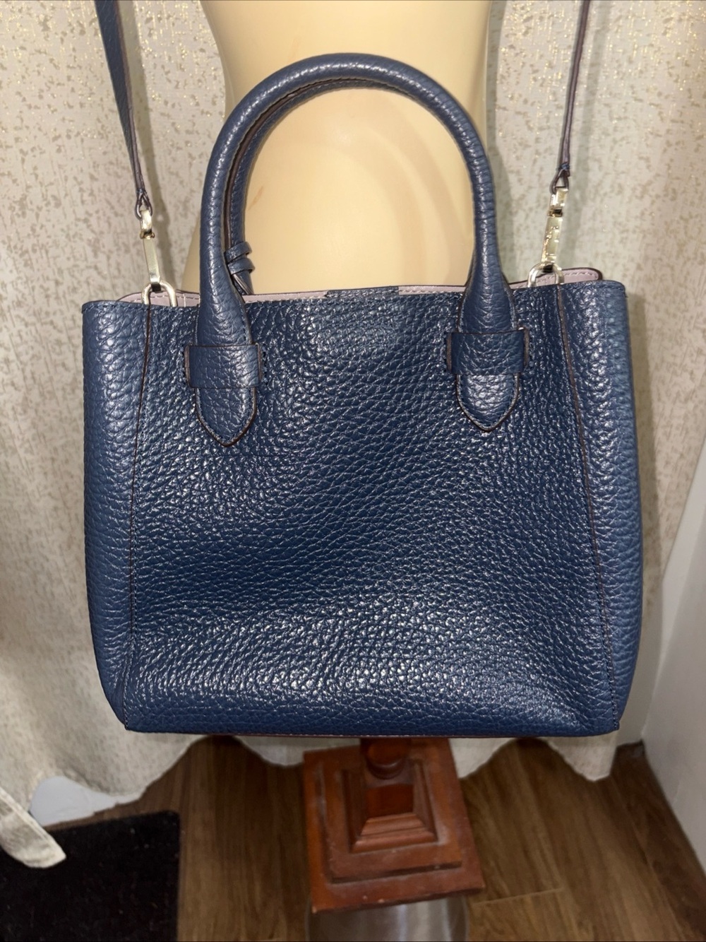 kate spade Navy Pebbled Leather Satchel